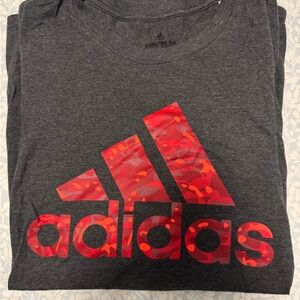 Adidas Men's Charcoal Tee with Red Graphic